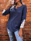 Half Button Lace Detail T-Shirt Women's T-Shirts - Tophatter Daily Deals