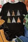 Christmas Tree Graphic Round Neck Long Sleeve T-Shirt Women's T-Shirts - Tophatter Daily Deals