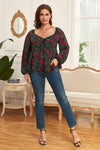 Melo Apparel Plus Size Floral Balloon Sleeve Blouse Blouses - Tophatter Daily Deals