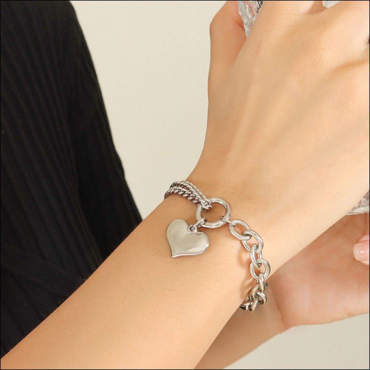 Half Chunky Chain Titanium Steel Bracelet Silver One Size Bracelets - Tophatter Daily Deals