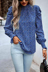 Printed Smocked Puff Sleeve Blouse Blouses - Tophatter Daily Deals