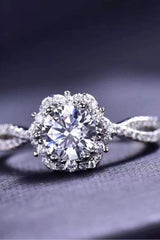 Platinum-Plated Six Prong 1 Carat Moissanite Ring Moissanite - Tophatter Daily Deals