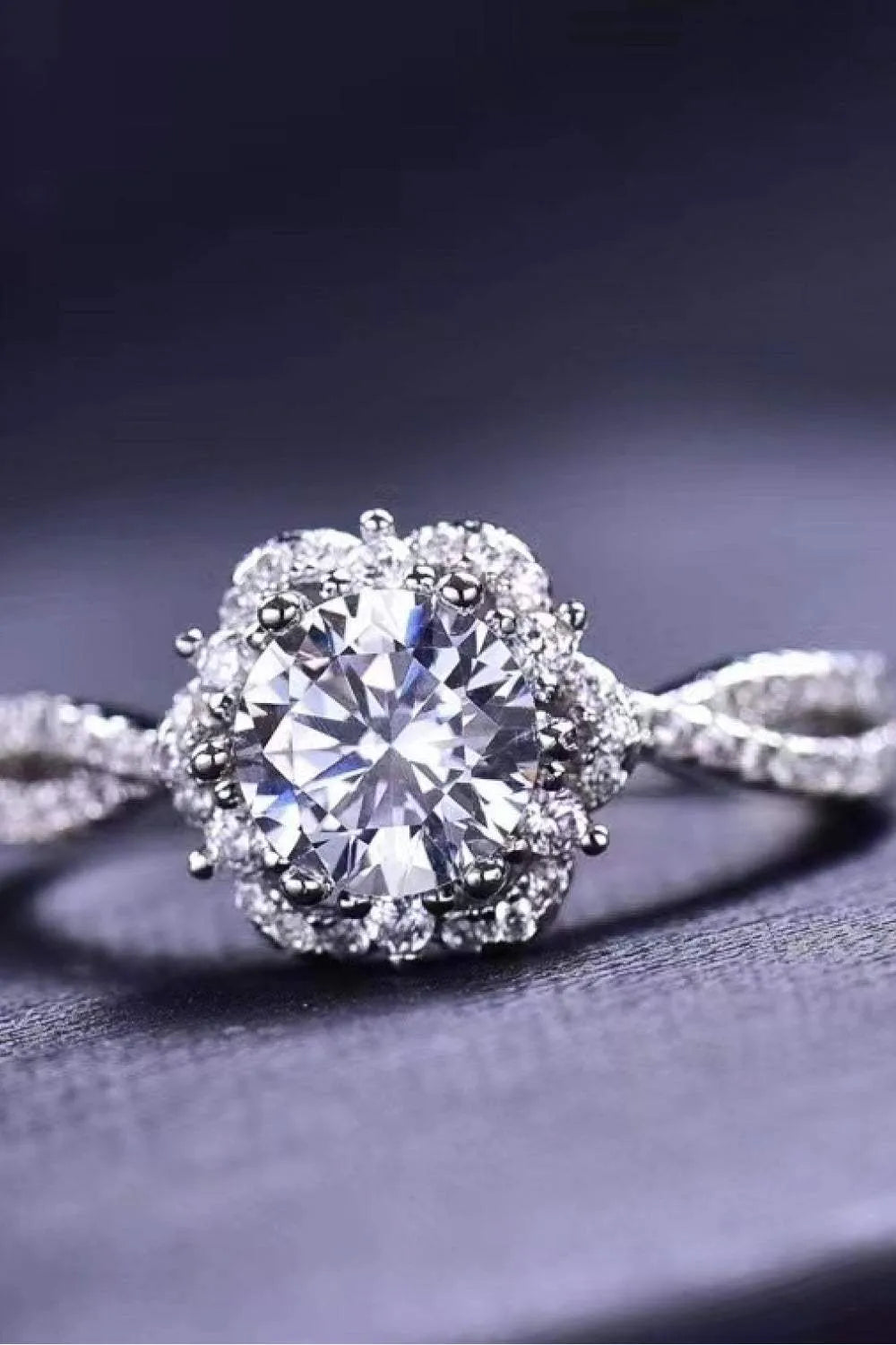 Platinum-Plated Six Prong 1 Carat Moissanite Ring Moissanite - Tophatter Daily Deals