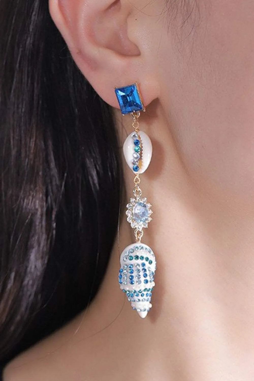 5-Pair Wholesale Better Love Next Time Conch Drop Earrings Blue Gold One Size Earrings - Tophatter Daily Deals