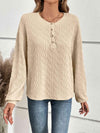 Half Button Long Sleeve Top Ivory Blouses - Tophatter Daily Deals