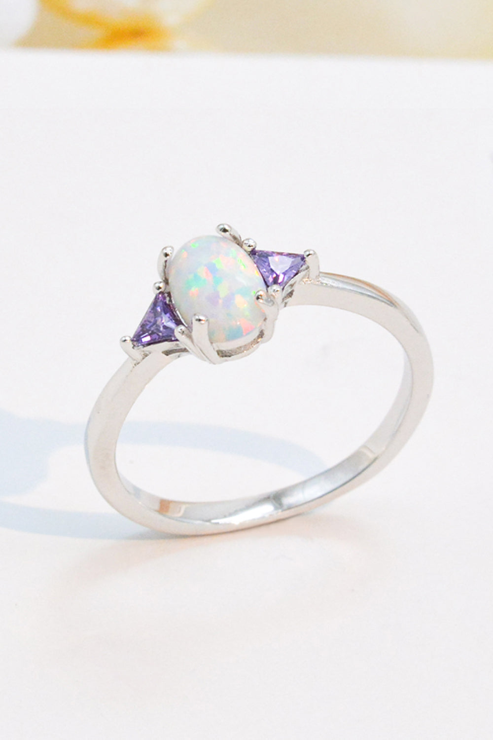 Contrast 925 Sterling Silver Opal Ring - Tophatter Deals