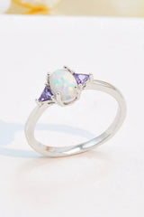 Contrast 925 Sterling Silver Opal Ring Opal - Tophatter Daily Deals