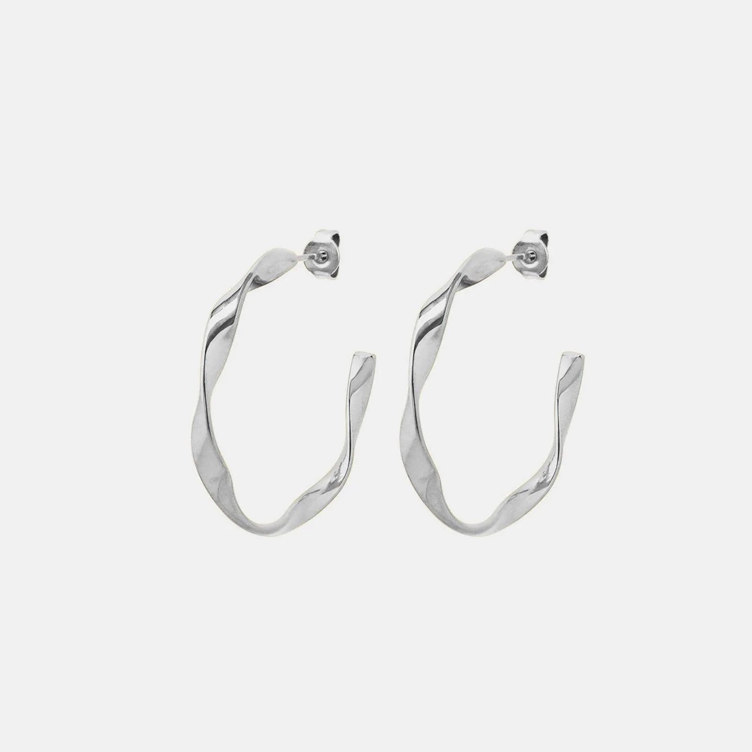 Titanium Steel C-Hoop Earrings Silver One Size Earrings - Tophatter Daily Deals