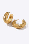 Stainless Steel Scale C-Hoop Earrings Gold One Size Earrings - Tophatter Daily Deals