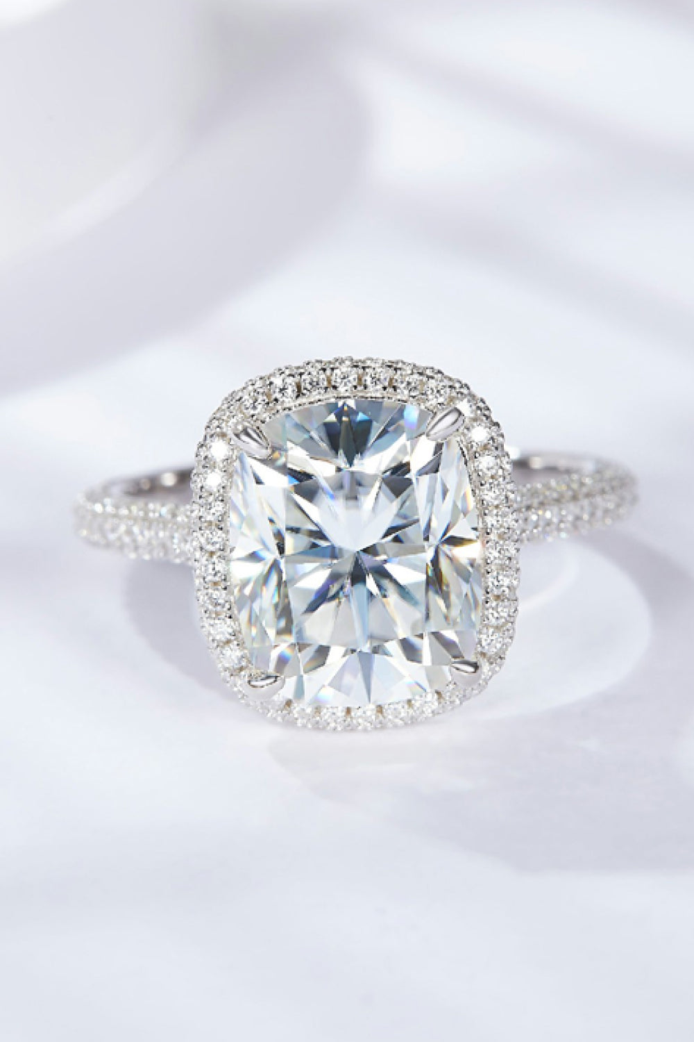 Adored 6 Carat Moissanite Halo Ring Silver Moissanite - Tophatter Daily Deals