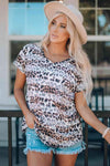 Leopard Print V-Neck Short Sleeve Tee Shirt Women's T-Shirts - Tophatter Daily Deals