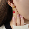 Natural Stone Freshwater Pearl Dangle Earrings Red One Size Earrings - Tophatter Daily Deals