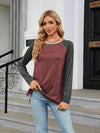 Round Neck Raglan Sleeve T-Shirt Women's T-Shirts - Tophatter Daily Deals