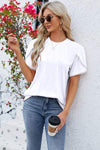 Round Neck Petal Sleeve T-Shirt Women's T-Shirts - Tophatter Daily Deals