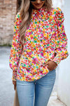 Printed Smocked Puff Sleeve Blouse Blouses - Tophatter Daily Deals