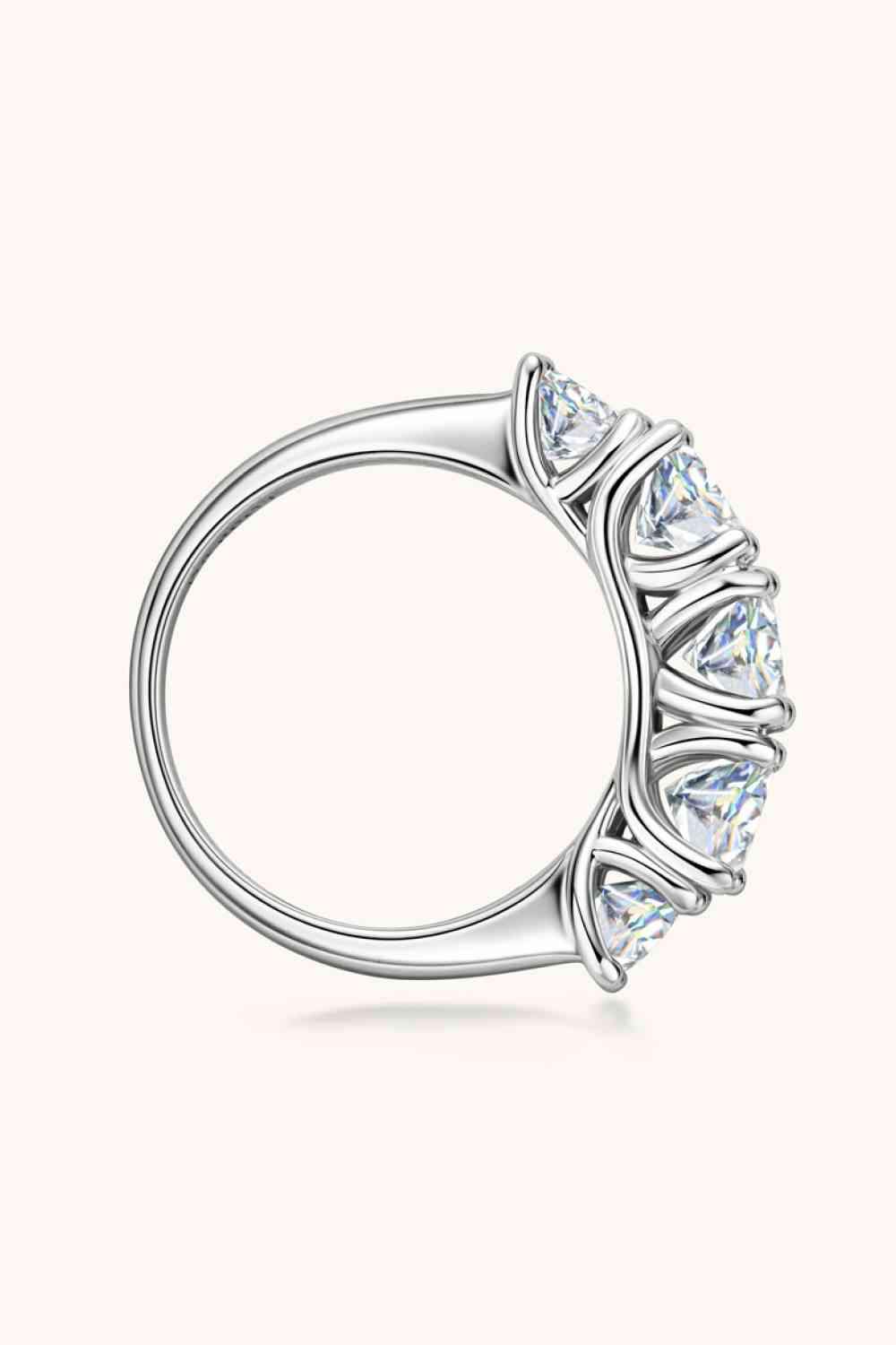 1 Carat Moissanite 925 Sterling Silver Half-Eternity Ring Moissanite - Tophatter Daily Deals