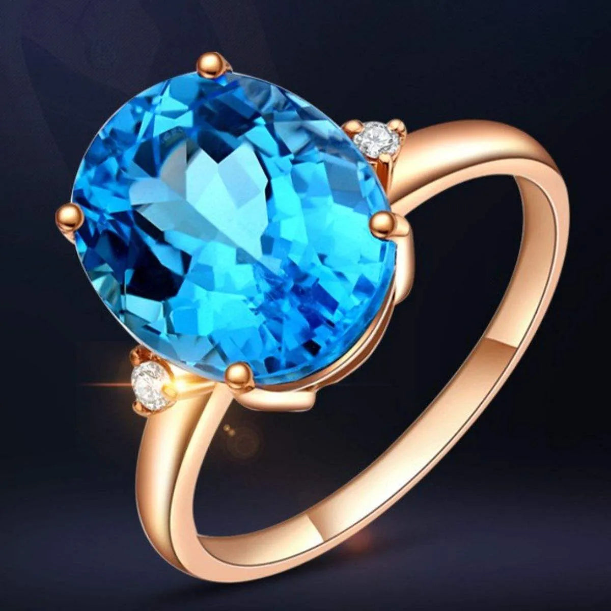 Rose Gold-Plated Artificial Gemstone Ring Rings - Tophatter Daily Deals