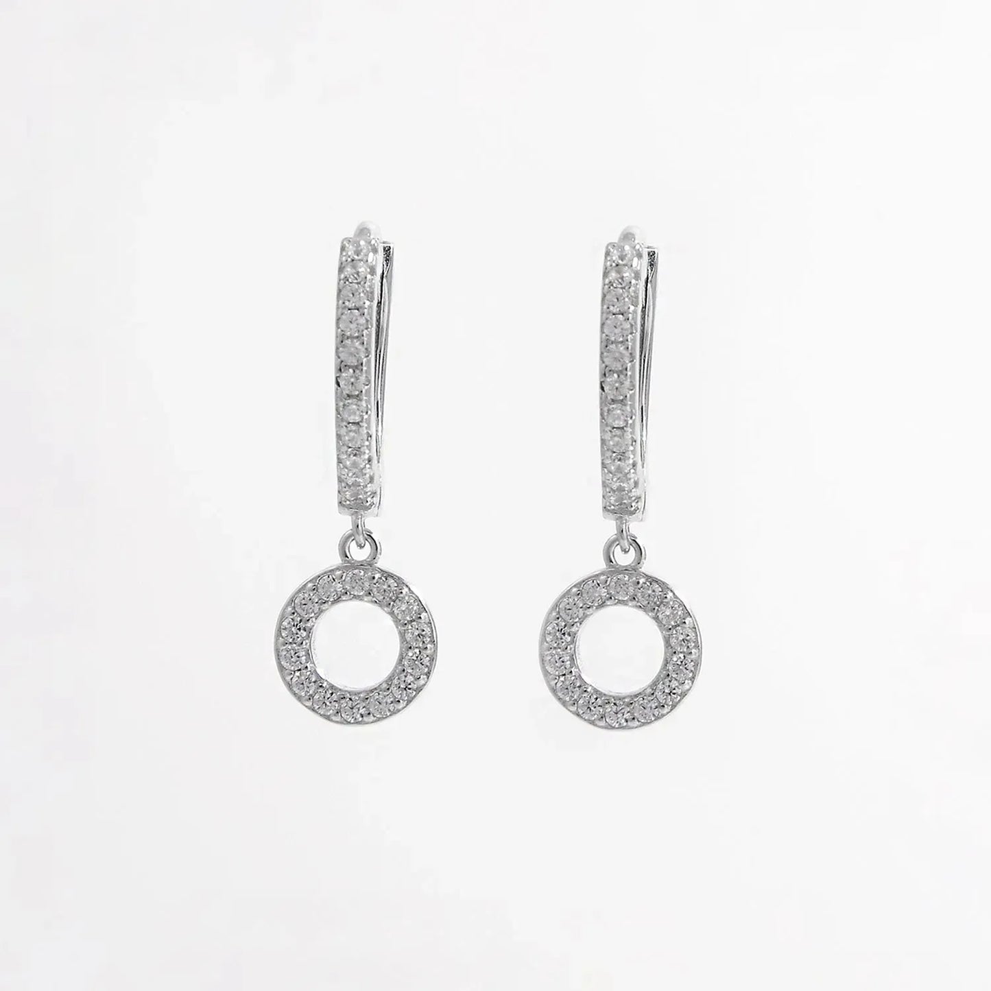 925 Sterling Silver Inlaid Zircon Hoop Dangle Earrings Earrings - Tophatter Daily Deals