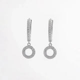 925 Sterling Silver Inlaid Zircon Hoop Dangle Earrings Earrings - Tophatter Daily Deals