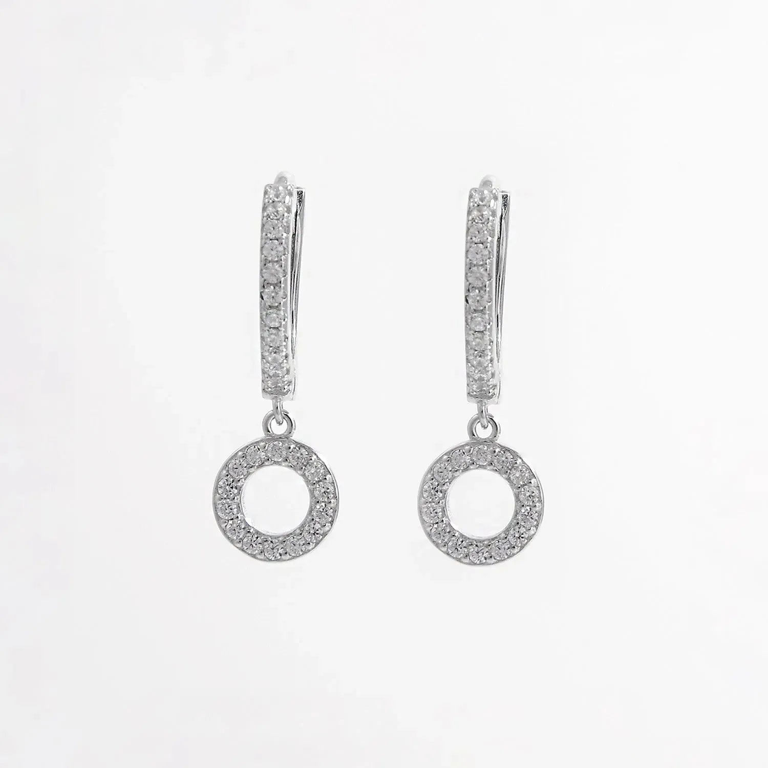 925 Sterling Silver Inlaid Zircon Hoop Dangle Earrings Earrings - Tophatter Daily Deals
