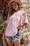 Round Neck Puff Sleeve Blouse Purple Blouses - Tophatter Daily Deals