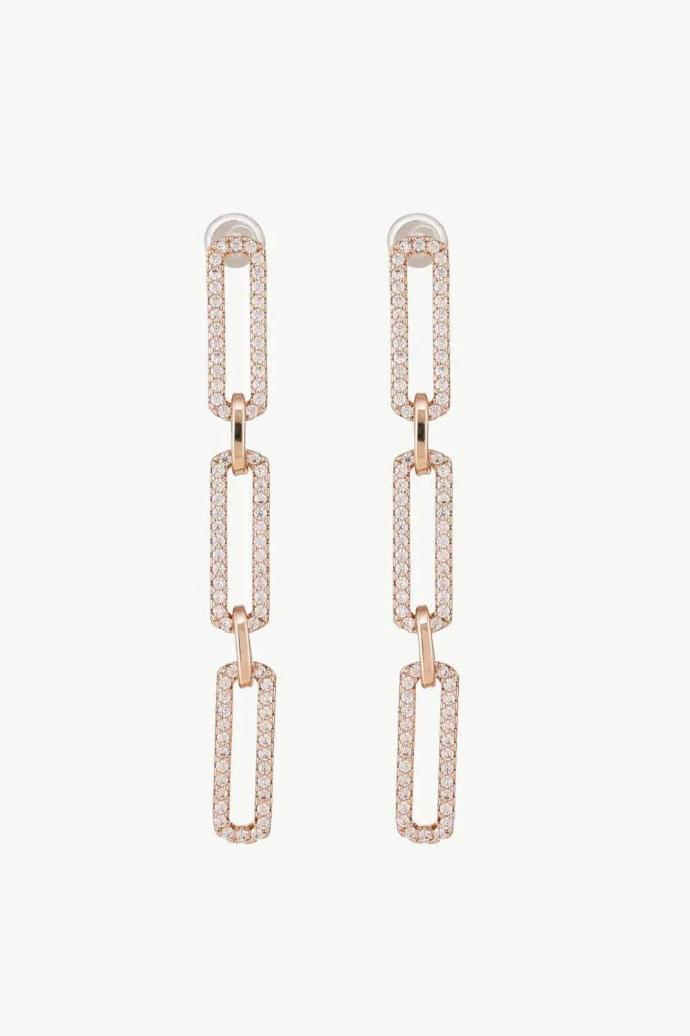 Rhinestone Chunky Chain Drop Earrings Rose Gold One Size Earrings - Tophatter Daily Deals