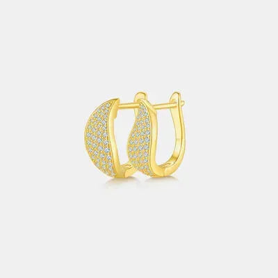 Moissanite 925 Sterling Silver Leaf Huggie Earrings Moissanite - Tophatter Daily Deals