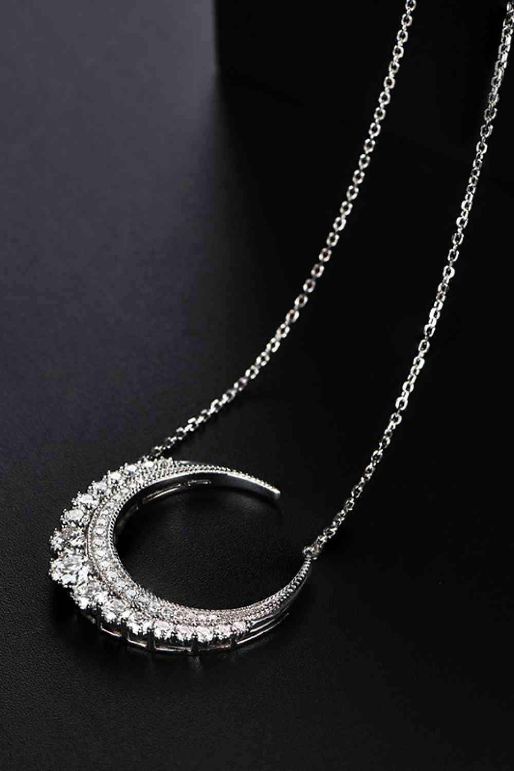 1.8 Carat Moissanite Crescent Moon Shape Pendant Necklace Moissanite - Tophatter Daily Deals