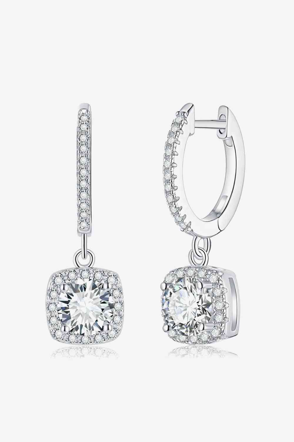 Adored Moissanite Huggie Drop Earrings Silver One Size Moissanite - Tophatter Daily Deals