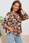 Floral Tie Neck Babydoll Blouse Floral Blouses - Tophatter Daily Deals