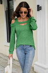 Cutout Cold-Shoulder Top Green Blouses - Tophatter Daily Deals