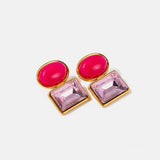 Geometric Stainless Steel Earrings Deep Rose One Size Earrings - Tophatter Daily Deals