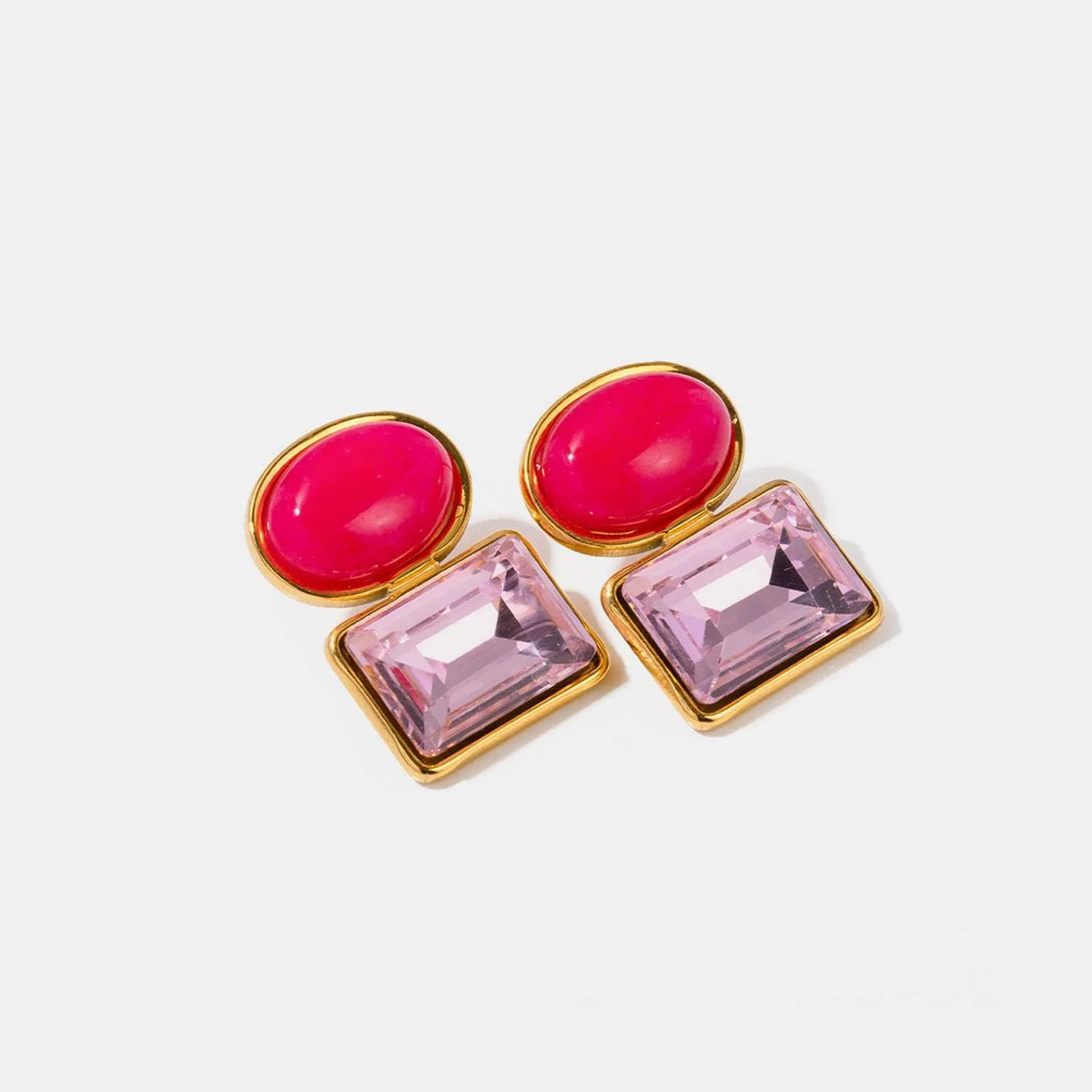 Geometric Stainless Steel Earrings Deep Rose One Size Earrings - Tophatter Daily Deals