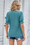 Heathered Notched Short Sleeve T-Shirt Women's T-Shirts - Tophatter Daily Deals