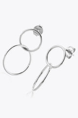 925 Sterling Silver Double Hoop Drop Earrings Earrings - Tophatter Daily Deals