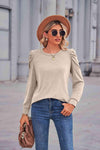 Heathered Puff Sleeve Round Neck Tunic Top Women's T-Shirts - Tophatter Daily Deals