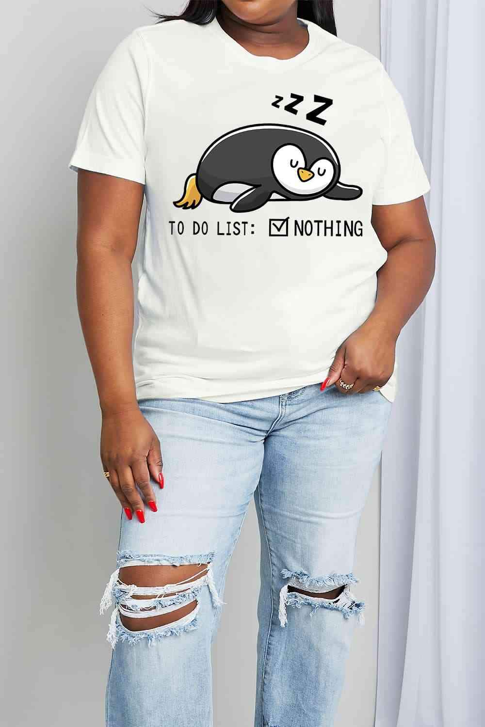 Simply Love Full Size TO DO LIST NOTHING Graphic Cotton Tee Women's T-Shirts - Tophatter Daily Deals