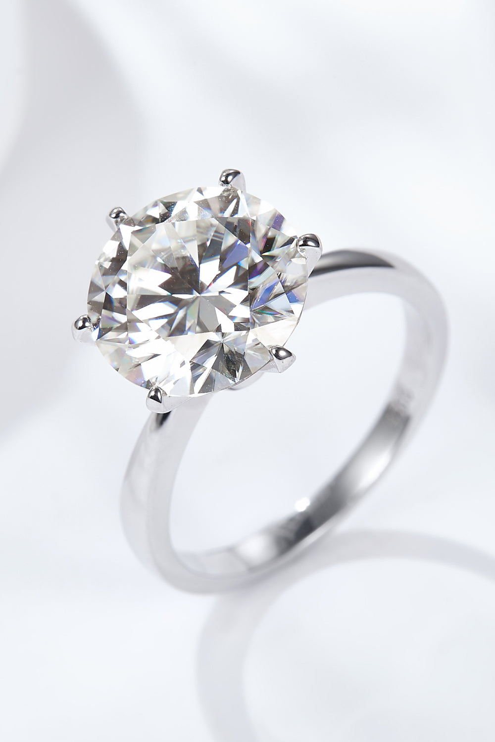 Platinum-Plated 5 Carat Moissanite Solitaire Ring Silver Moissanite - Tophatter Daily Deals