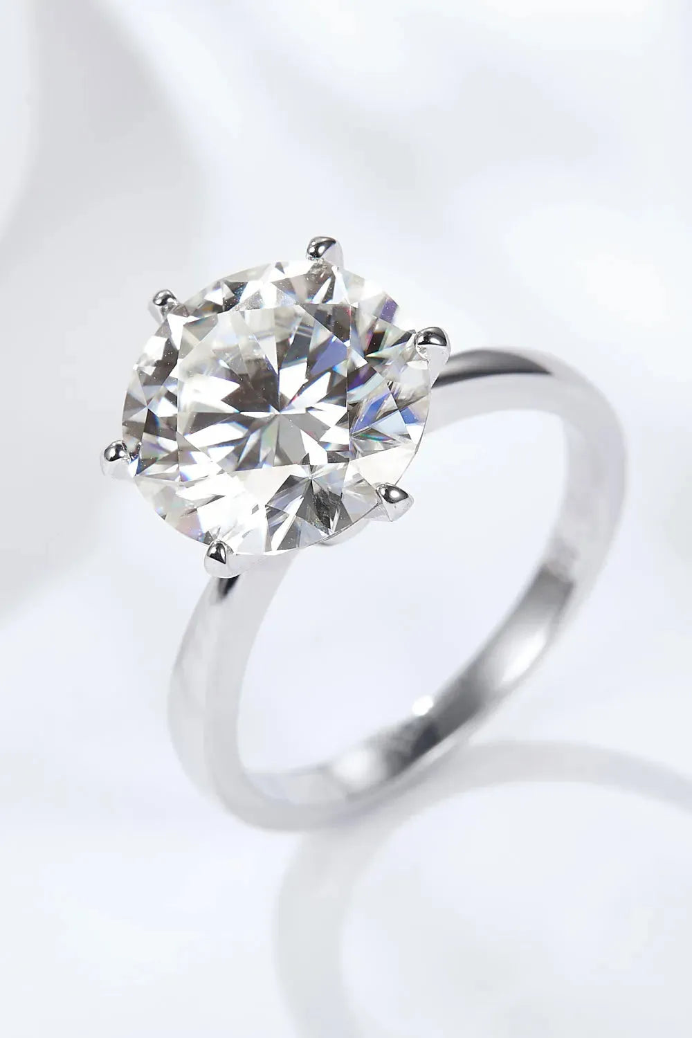 Platinum-Plated 5 Carat Moissanite Solitaire Ring Silver Moissanite - Tophatter Daily Deals