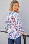 Printed Round Neck Balloon Sleeve Blouse - Tophatter Deals