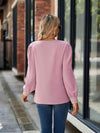 V-Neck Long Sleeve Blouse Blouses - Tophatter Daily Deals