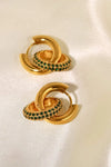 18K Gold-Plated Inlaid Zircon Double-Hoop Earrings Earrings - Tophatter Daily Deals