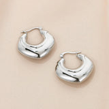 Stainless Steel Hinged Hoop Earrings Style C Silver One Size Earrings - Tophatter Daily Deals