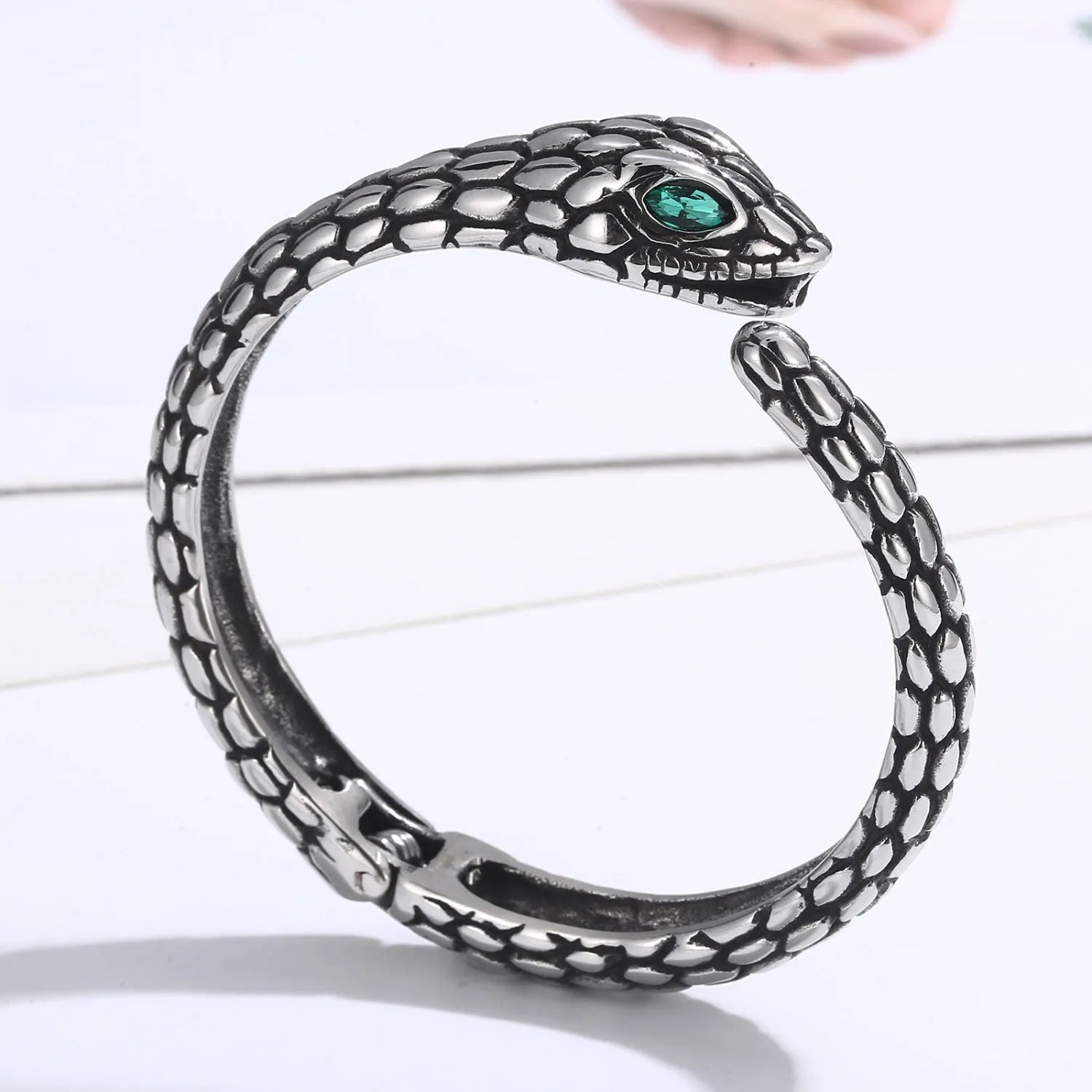 Rhinestone Stainless Steel Snake Shape Bracelet Bracelets - Tophatter Daily Deals