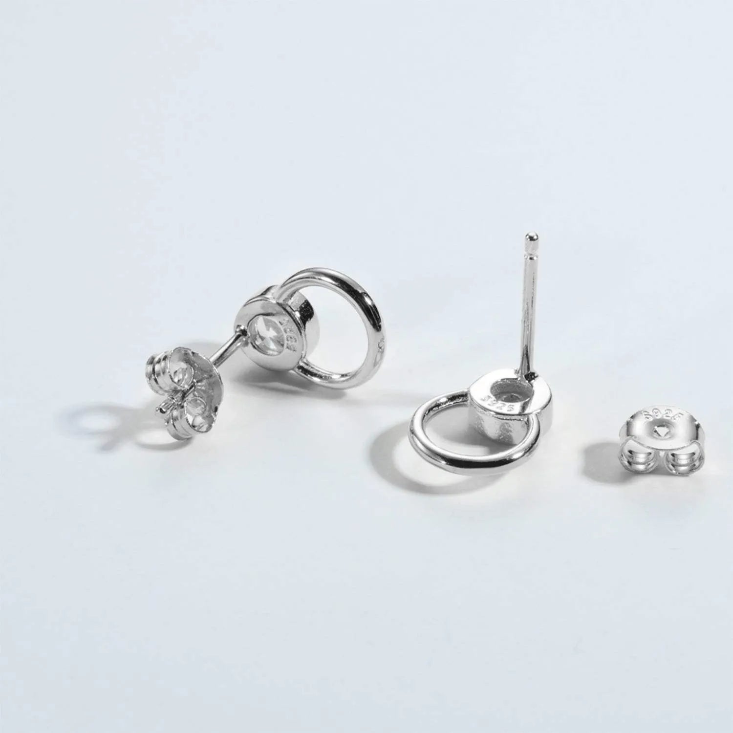 Inlaid Zircon 925 Sterling Silver Stud Earrings Earrings - Tophatter Daily Deals