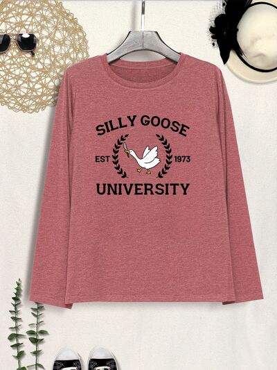 SILLY GOOSE UNIVERSITY Long Sleeve T-Shirt Women's T-Shirts - Tophatter Daily Deals