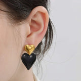 Stainless Steel Double Heart Earrings Earrings - Tophatter Daily Deals