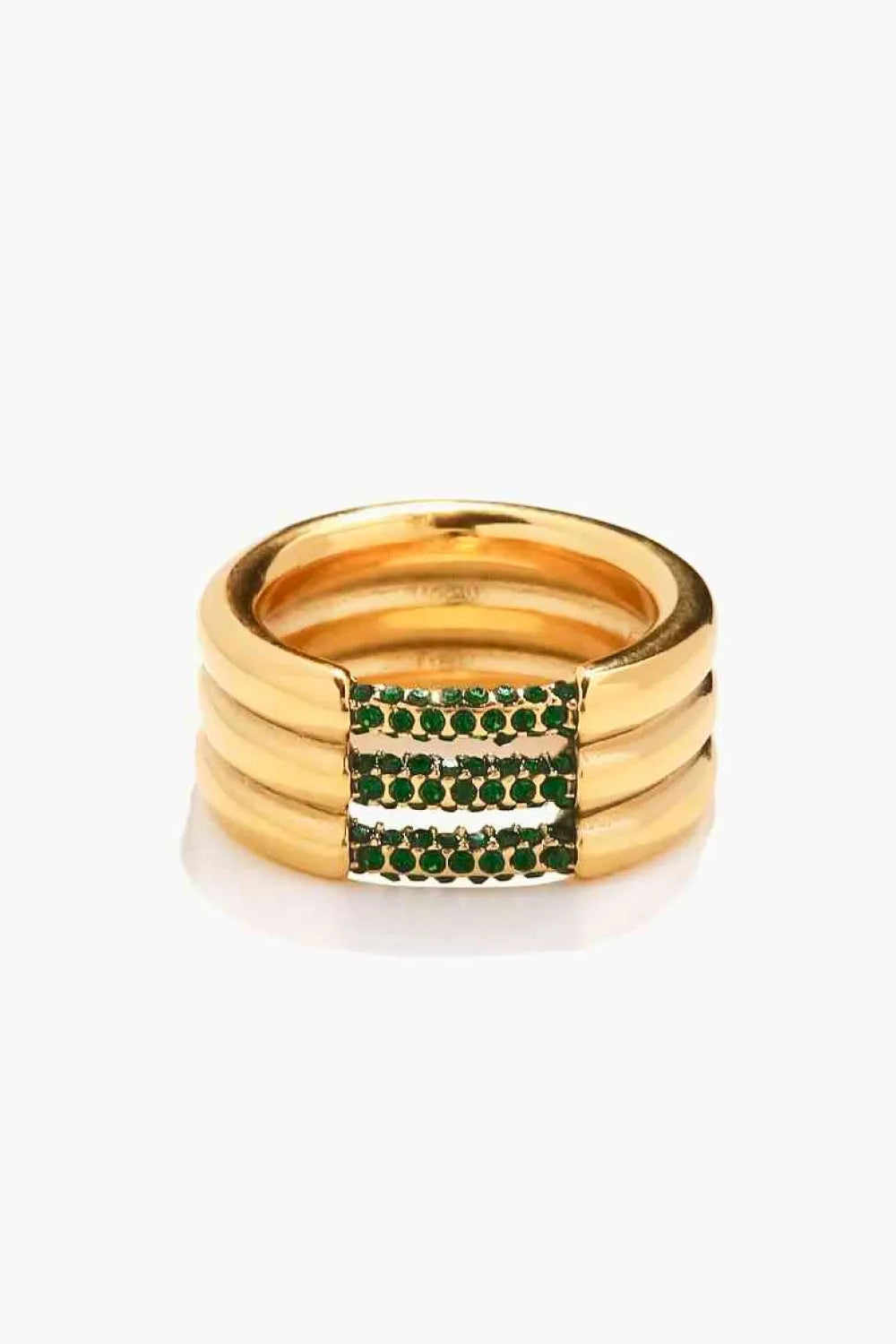 Triple-Layered Rhinestone Ring Green Gold Rings - Tophatter Daily Deals