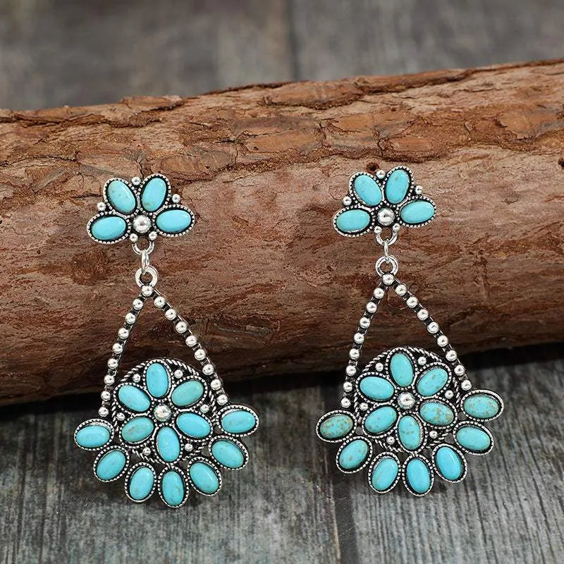 Artificial Turquoise Teardrop Earrings Earrings - Tophatter Daily Deals