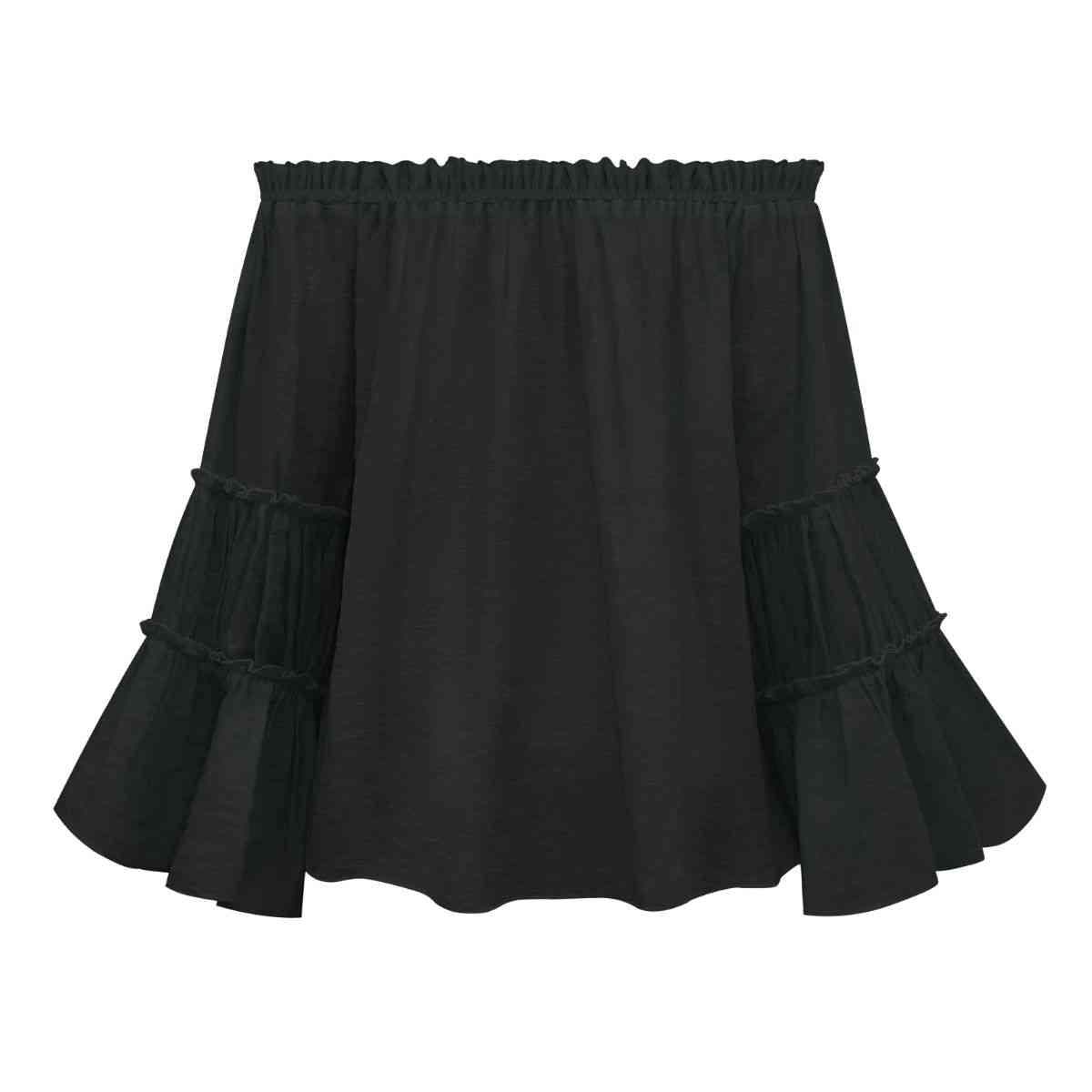 Off-Shoulder Frill Trim Blouse Blouses - Tophatter Daily Deals